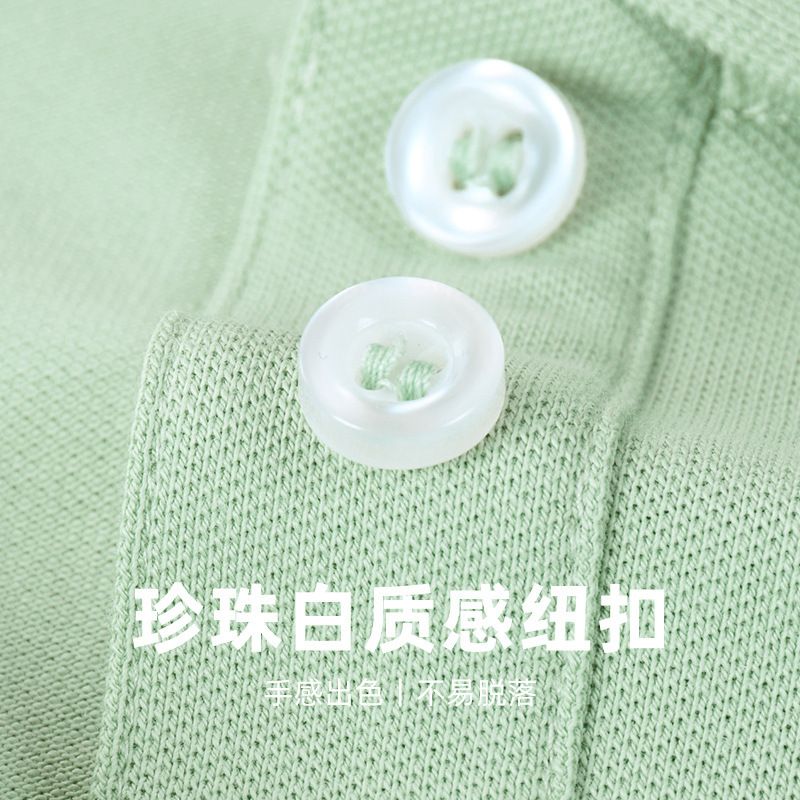 New Green Lapel Pique Cotton T-Shirt 2025 Summer Polo Shirt Short-Sleeved Women's Light Business Half-Sleeved Top