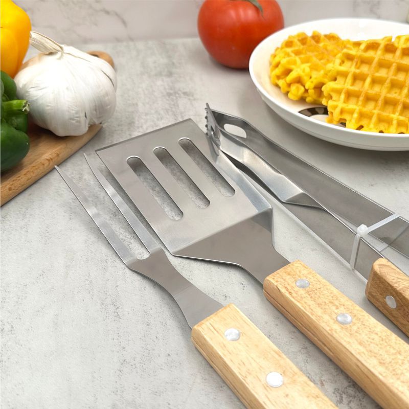 Wooden Handle Grill Tools, River Wood Barbecue Tools, Factory Direct Supply Bbq Tools, Cross-Border Outdoor Hot Products