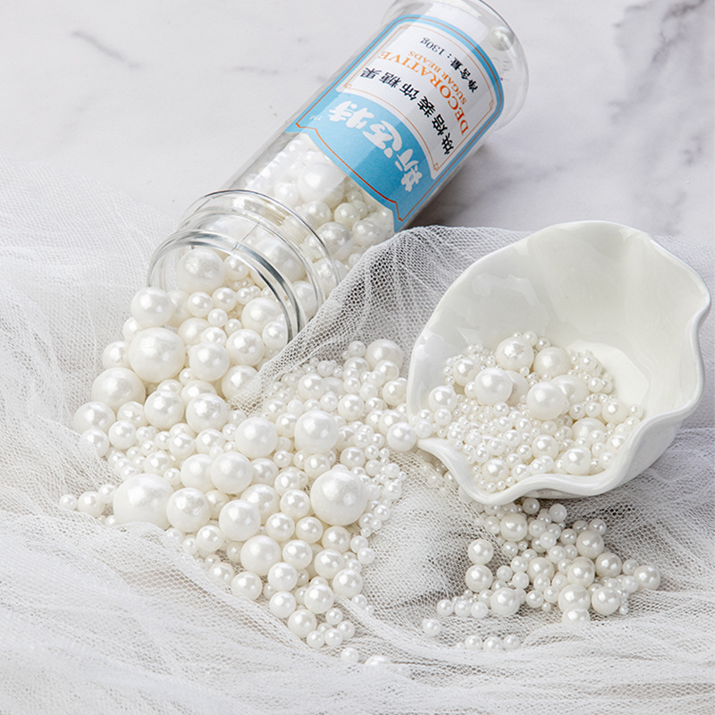 White Sugar Bead Cake Decoration Colorfulful Pearl Sugar Beads Western Pastry Ice Cream Cup Dessert Baking Materials Commercial