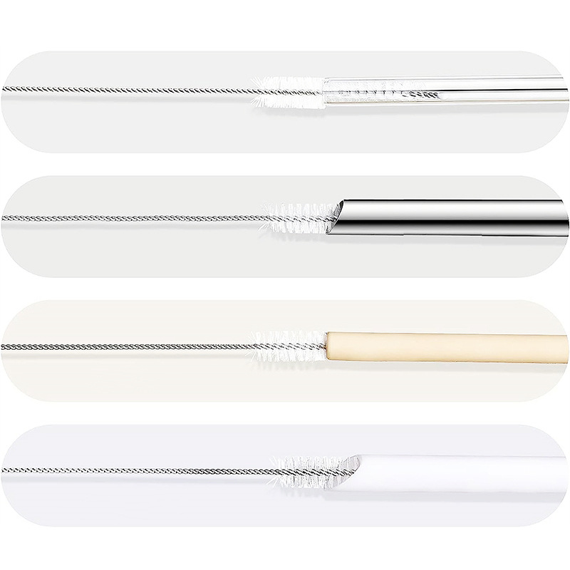 Cross-Border Straw Brush Set Bottle Nipple Water Cup Funnel Cleaning Brush 304 Stainless Steel Straw Brush 30cm