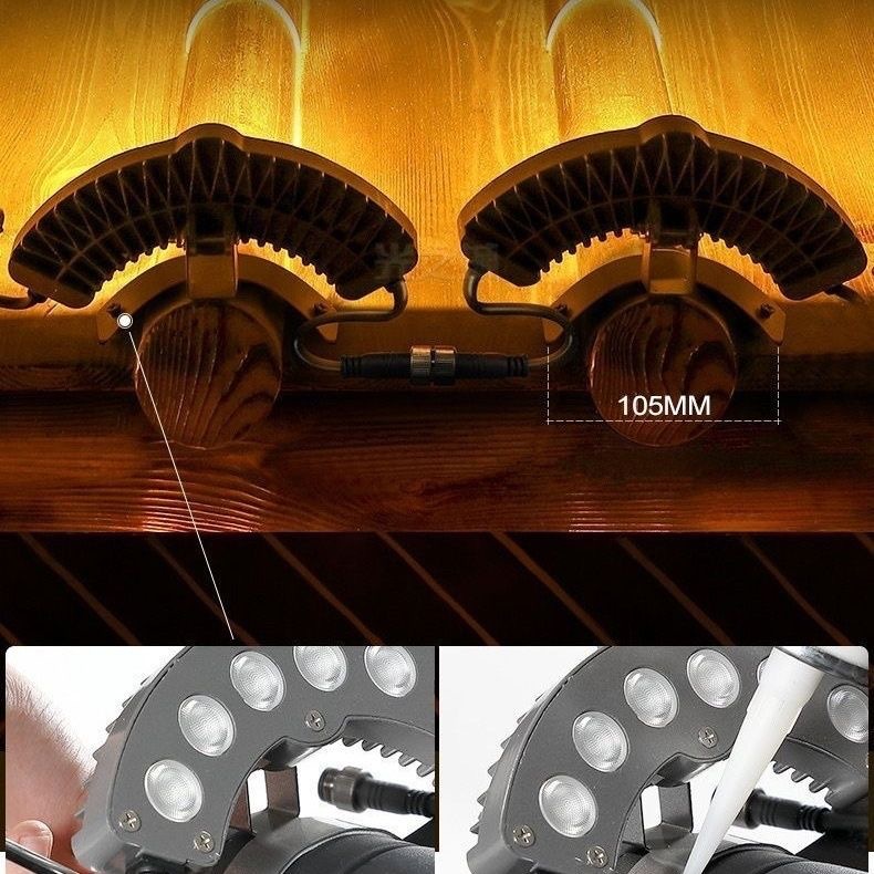 Led Double-Sided Corrugated Light New 2025 Architectural Tile Light 3W6W9W Ancient Building Outdoor Lighting Waterproof Outdoor