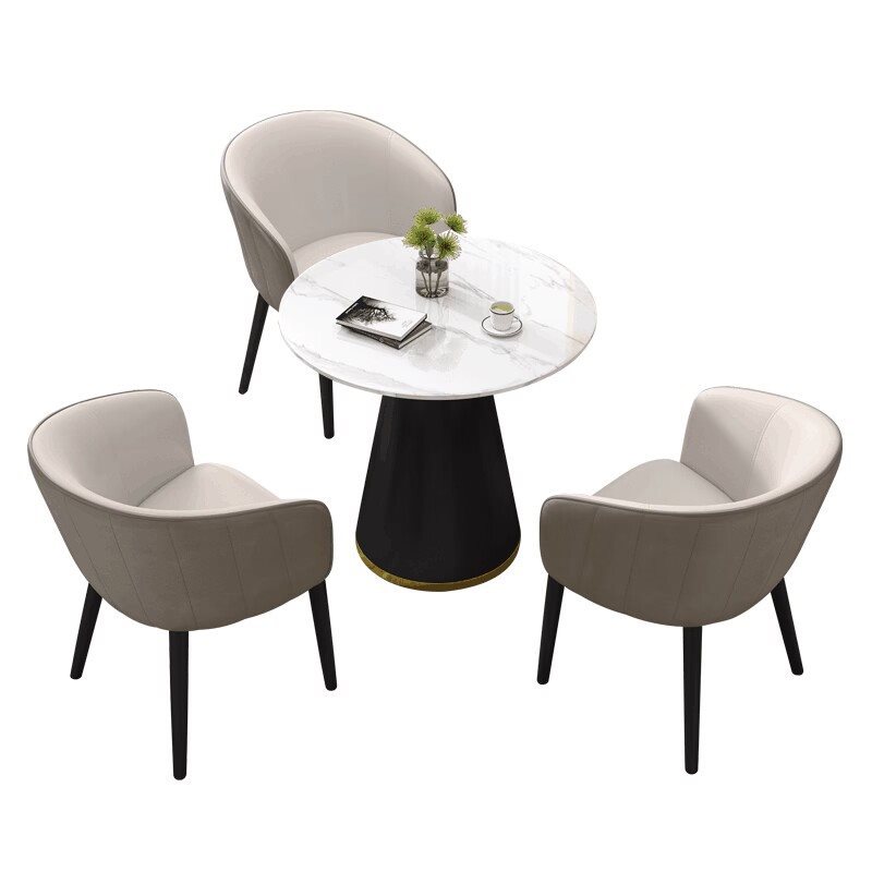 Light Luxury Negotiation Table and Chair Combination Sales Office 4S Hotel Leisure Business Reception Negotiation Reception Slate Small Round Table