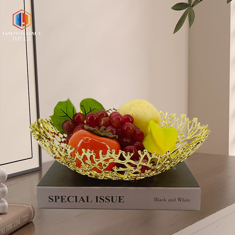 Zinc Alloy Home Ornaments Ins Fruit Plate Commercial Gauze Dried Fruit Plate Afternoon Tea Tableware Alloy snack plate