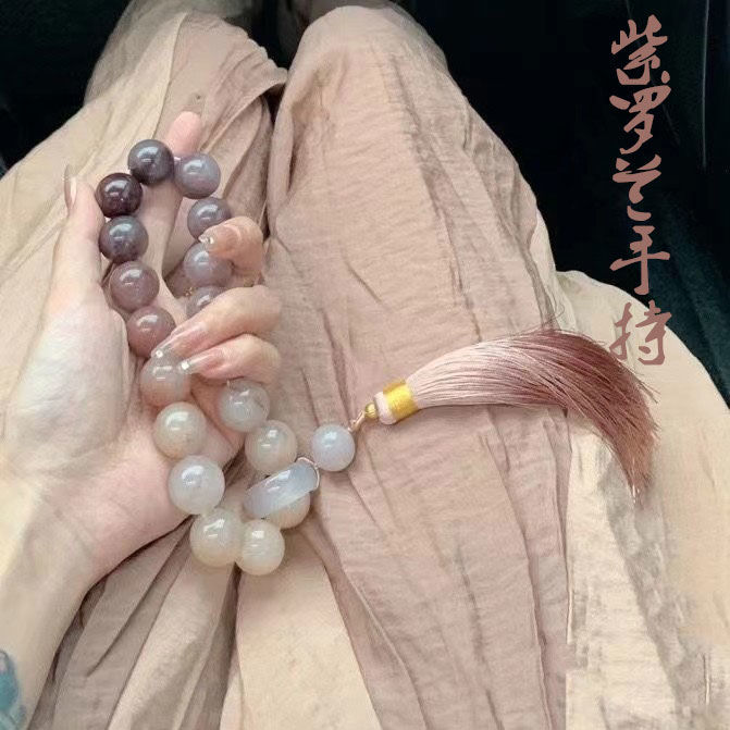 Shetaicui Handheld Violet Handheld Quartzite Jade Women's Bracelet Wine-Stained Rose Hand-Twisted Grape Purple