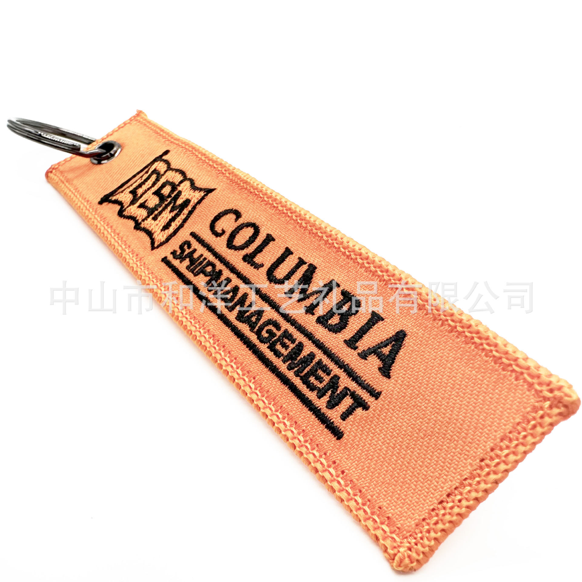Customized Woven Label Embroidered Keychain Clothing Backpack Embroidery Lock Edge Car Hanging Double-Sided Embroidered Keychain