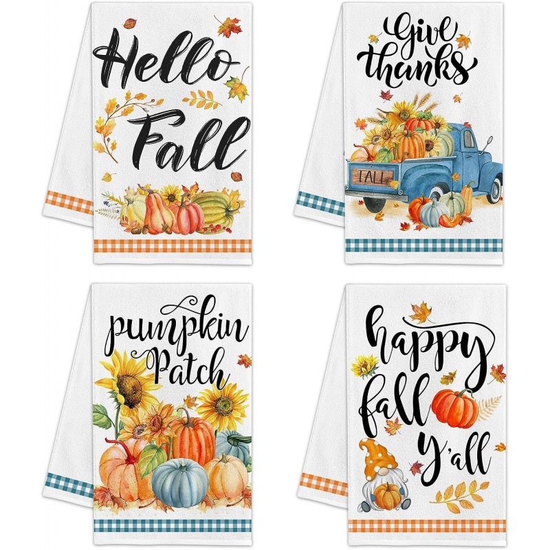 Cross-Border Towel Printing Kitchen Dish Towel Printing Table Decoration Holiday Towel Dropshipping Can Be Labeled