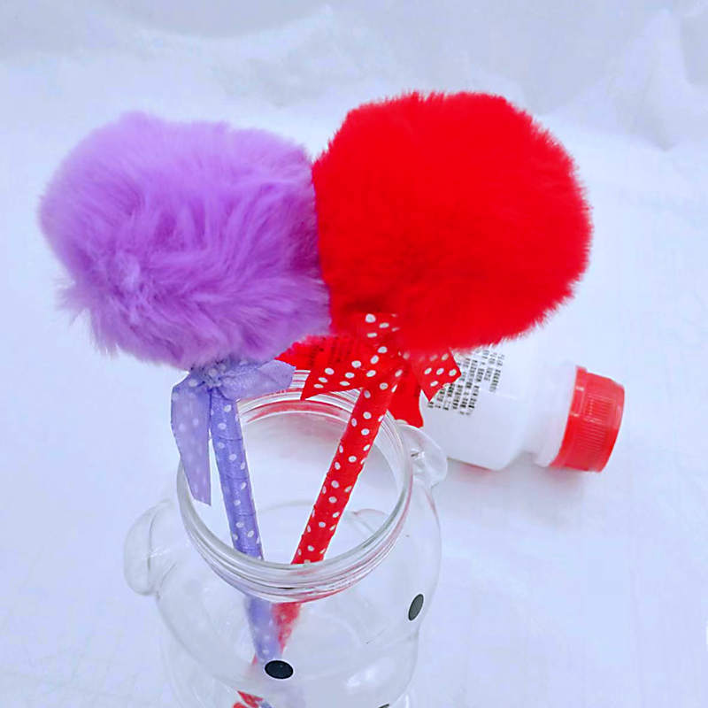 Shengdan Tribe New Cute Bow Plush Pen Girl's Heart Color Mao Ball Pen Ballpoint Pen Student Prizes