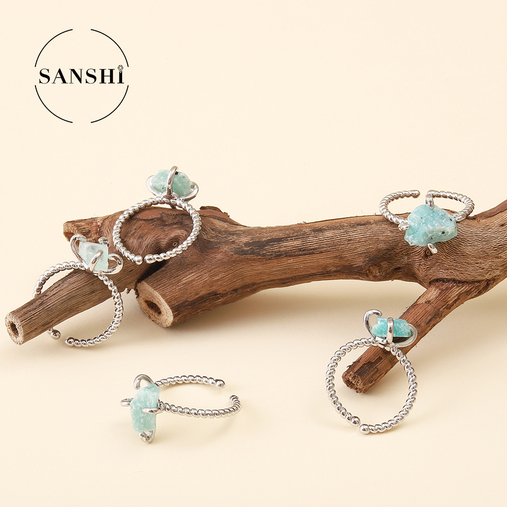 Cross-border hot sale ins style natural crystal white crystal ring natural stone ring factory direct new products listed