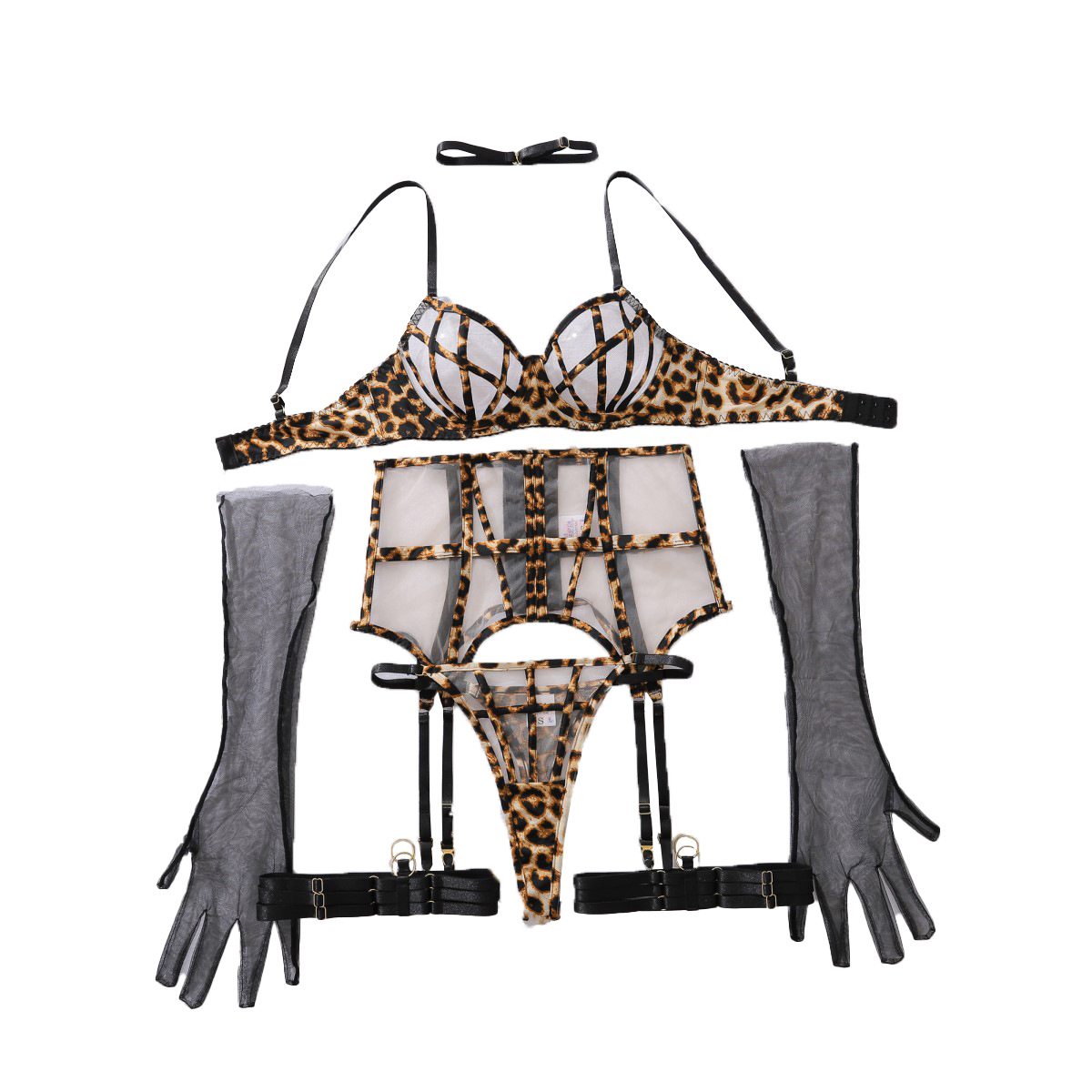 European and American 2025 Summer New Heavy Craftsmanship Transparent Mesh Body Shaping Split Adjustable Sexy Intimates Set