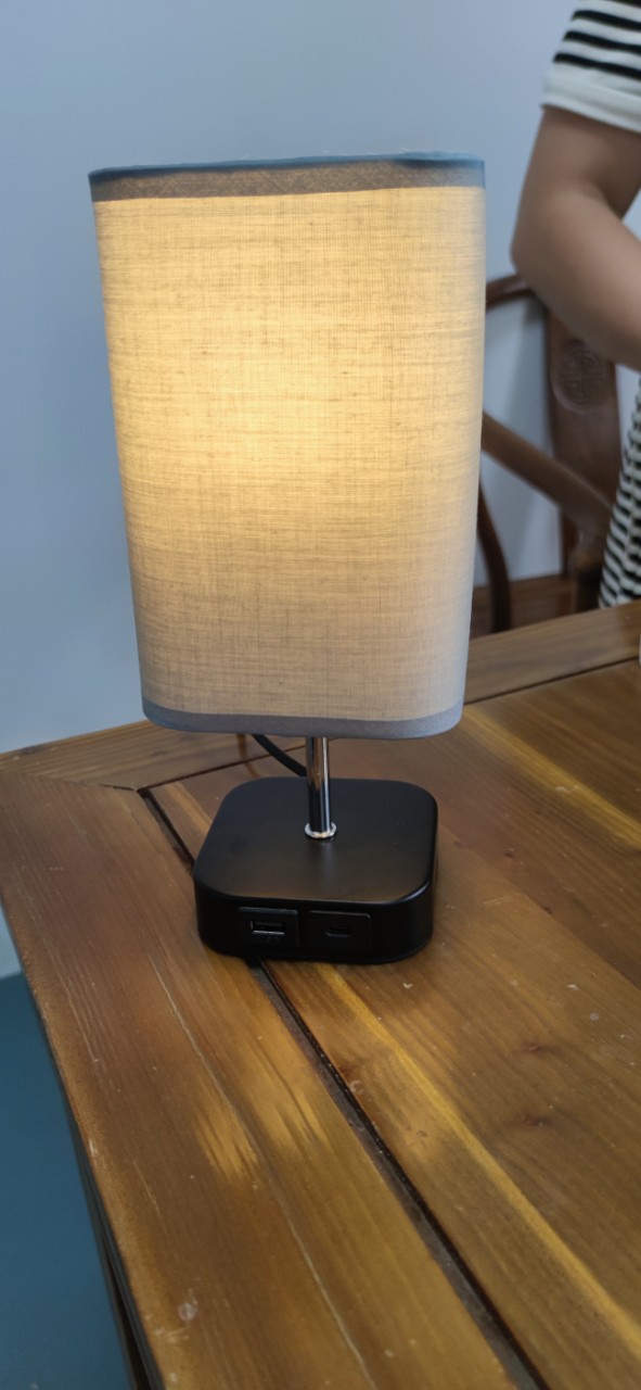 Cross-border e-commerce hot double adapter high voltage charging table lamp private model three-gear dimming