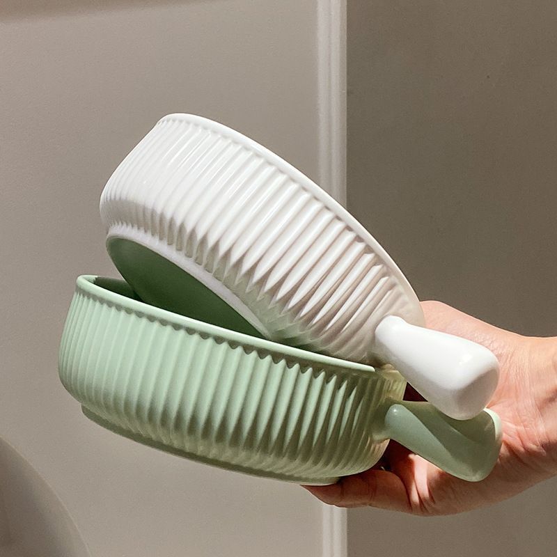 Baking Bowl with Handle Oven Baked Rice Bowl Scandinavian Ceramic Instant Noodle Bowl Fruit Salad Bowl Home Creative Tableware