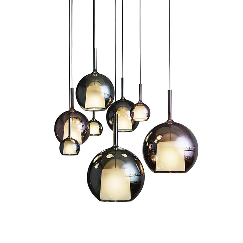 Italian minimalist restaurant chandelier glass multi-head villa bedroom bedside empty creative bar counter staircase small chandelier