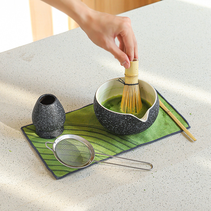 Matcha Tea Set with Tea Whisk, Tea Whisk Stand, Matcha Tools, Tea Brush, Bamboo Whisk, and Colorful Box Packaging