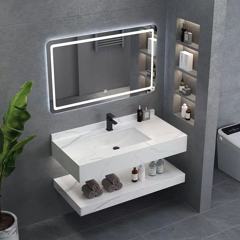 Factory Direct Sales Simple Hotel Style Double Layer Slate Bathroom Cabinet Washbasin Washbasin Home Decoration Project