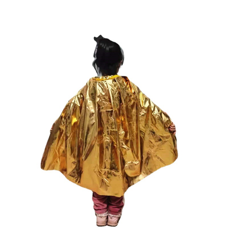 Halloween Superman Red Cape with Gold Trim, Children's Golden Staff, Sun Wukong's Gold-Stamped Cloth Yellow Cape Style