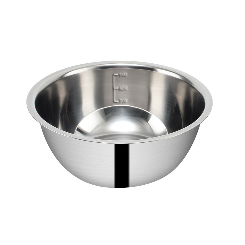 Stainless Steel Basin with Scale Salad Basin Mixing Basin Five-Piece Set Thickeneded Seasoning Jar and Noodle Canteen Soup Basin Vegetable Basin