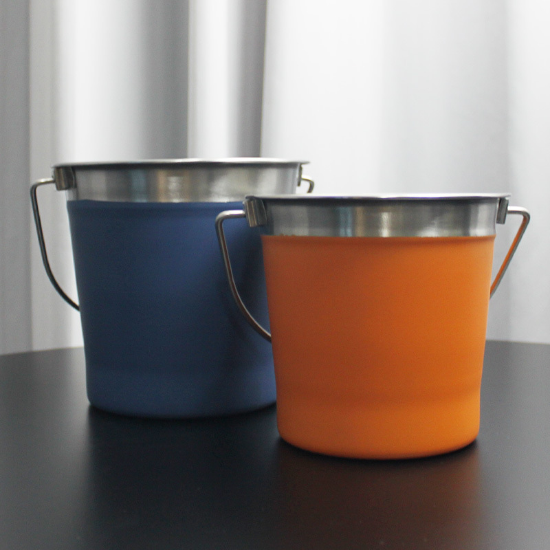 Stainless Steel Ice Bucket Cross-border New Multifunctional Binaural Portable Ice Bucket Bar Outdoor Camping Beer Bucket