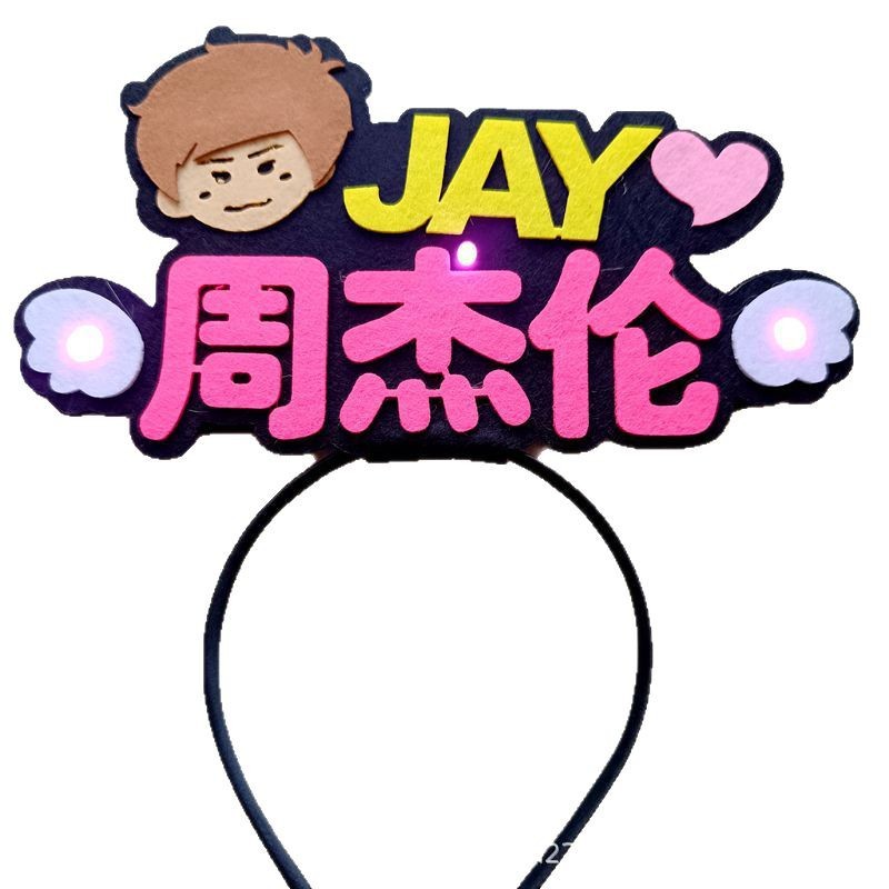 Jay Chou Concert Should Aid Hair Band Flash Head Band Text Light Plate Glow Hair Card Peripheral Activities DIY Can be Fixed