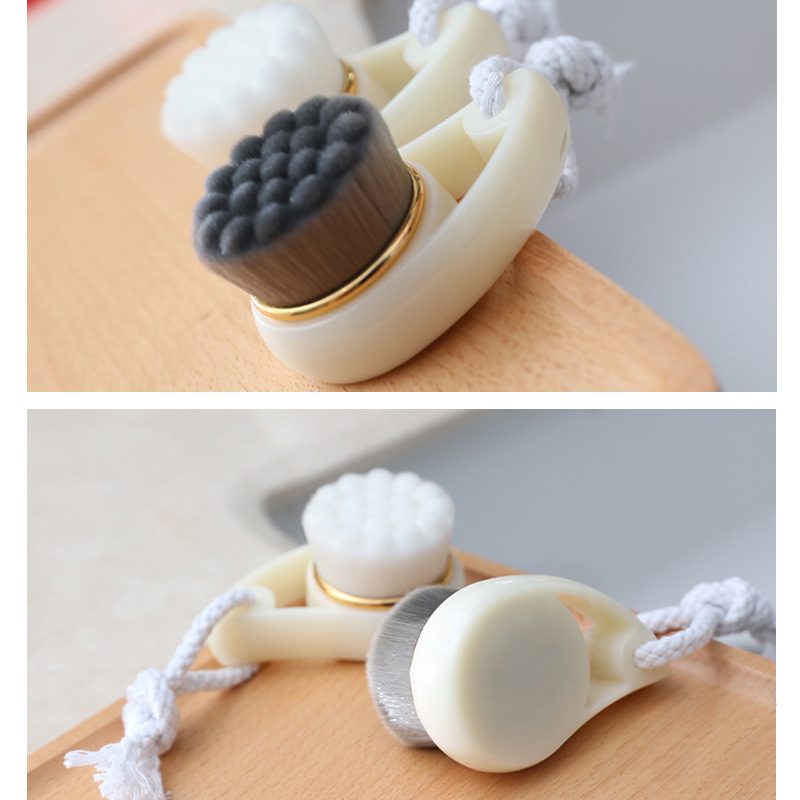 Глубокая массажная щетка для очищения лица, мягкая микрофибра, щетка в форме запятой