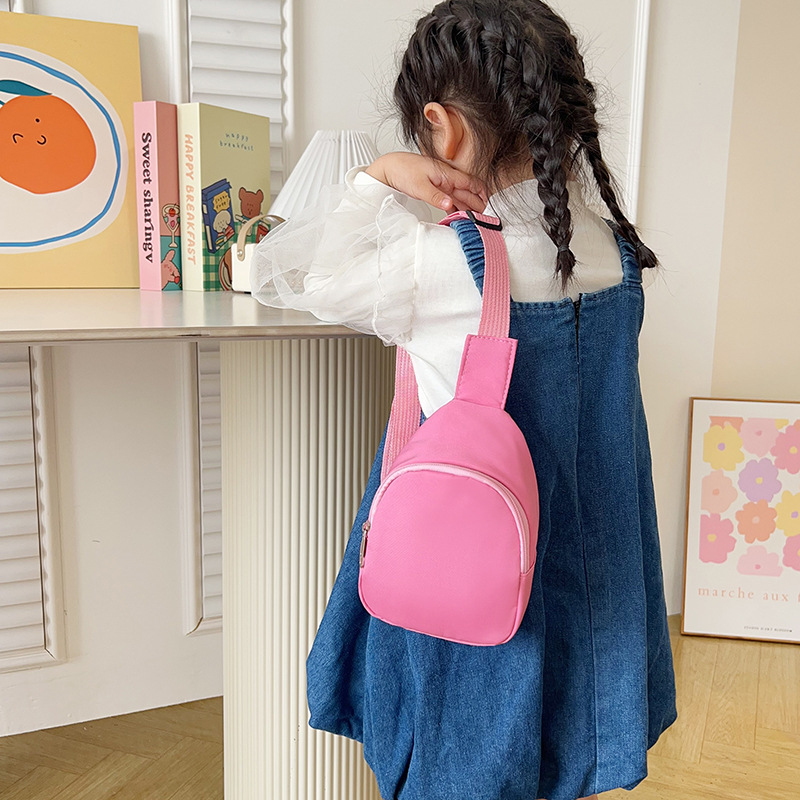 Solid Color Simple Kindergarten Children's Bag Trendy Fashion Chest Bag New Girl's Lightweight Shoulder Crossbody Bag