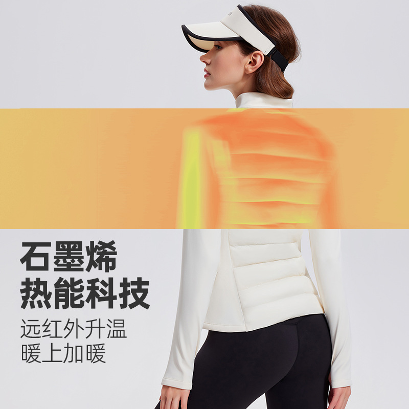 Three-proof Sports Down Jacket Women's Outdoor Running Windproof Warm Fitness Top Lightweight Slim-fit Vertical Collar Pops Jacket