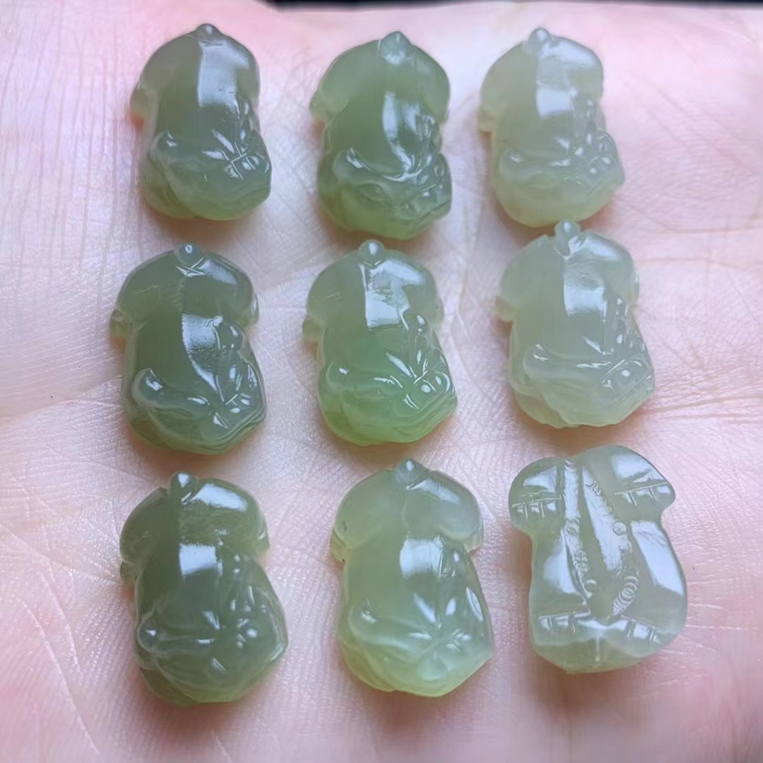 Hetian Jade Qinghai Material Pixiu Pendant No Split No Miscellaneous DIY Necklace Bracelet Hetian Jade God of Wealth Pendant for Men and Women