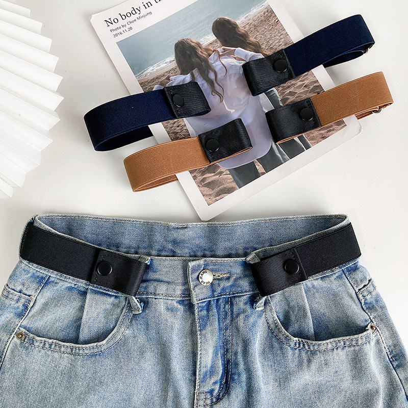 Lazy belt Women's adjustable elastic jeans belt men's invisible pants belt elastic waist slimming artifact military training