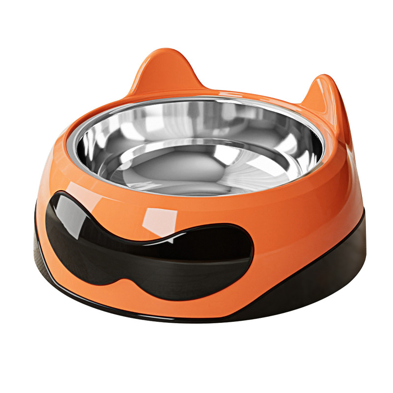 Stainless steel pet feeding bowl dog cat drinking water feeding dual-use non-slip anti-knock cat bowl double-layer tableware Bowl
