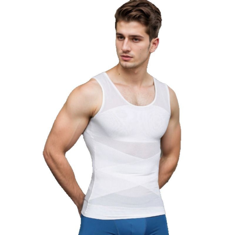 Men's Slim-fit Vest Underwear Body-shaping Neoprene Sweat-wicking Chest Compression Tight-fit Hidden Abs Vest