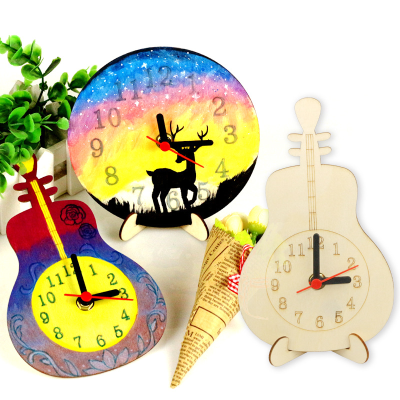 Пустая деревянная модель часов, DIY, раскраска для детей, образовательные игрушки