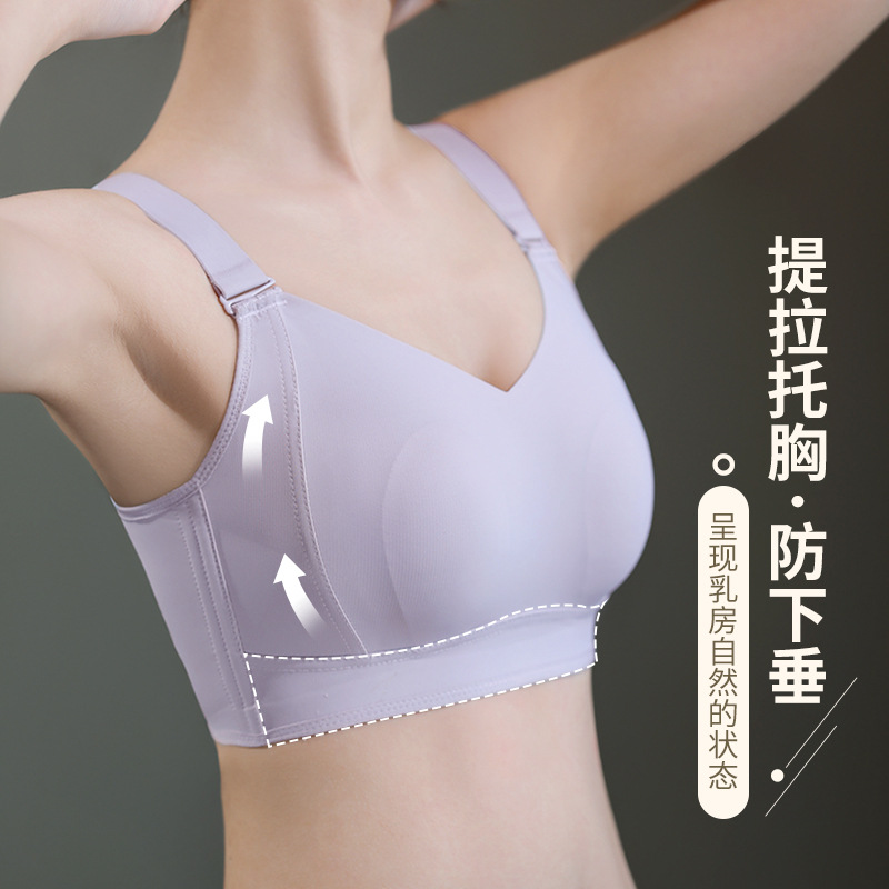 Summer Big Chest Small Underwear Women's Paracinar Breast Anti-sagging Adjustable Sports plus size Rabbit Ear Cup Vest Women's Bra