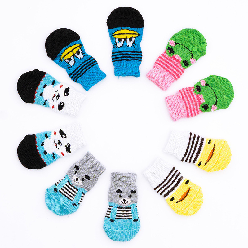 Pet with anti-slip mat socks indoor puppy Teddy VIP anti-slip anti-scratch anti-dirty socks four-pack