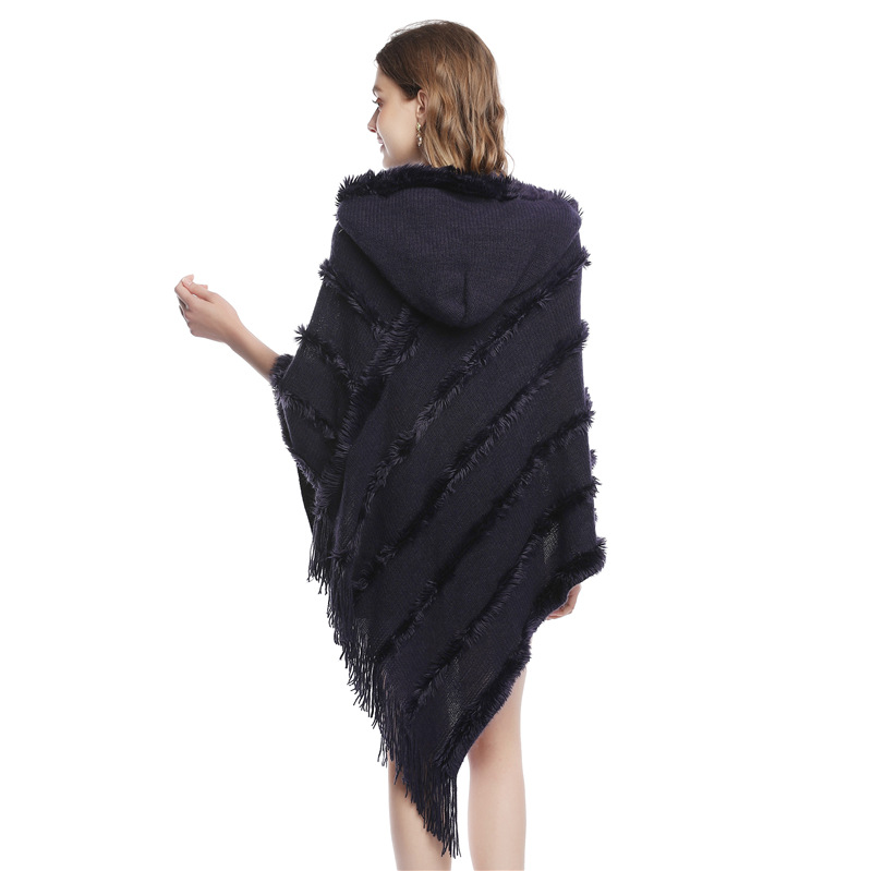 Autumn and winter hooded children tassel large size sweater wholesale new cashmere solid color coat Cape tide