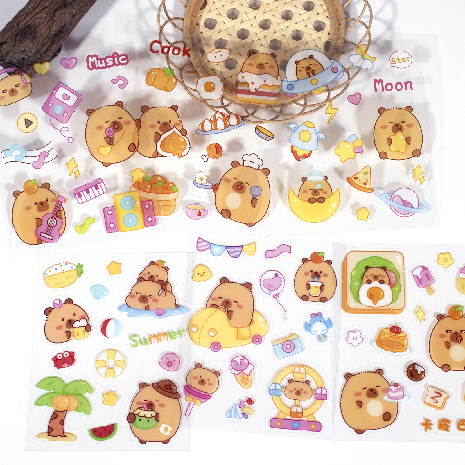 Стикеры капибары из ПЭТ, милый мультфильм, материалы для коллажа, декор DIY, карточка goo, стикеры для мобильного телефона, чашки с водой