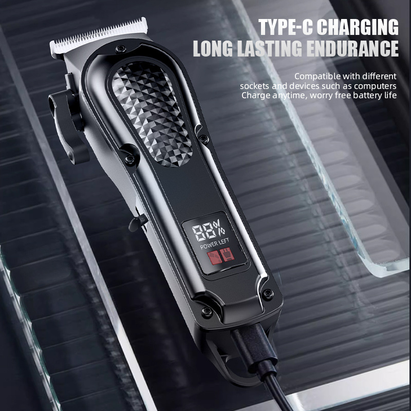 Cross-Border Hair Clipper Electric Shaving Oil Head Carving Electric Clipper Hair Cutting Push Digital Display Hair Salon Special Electric Clipper Set