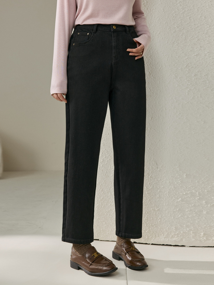 Light Luxury Versatile Baguette Pants for Commuting, Plus-Size Women's Jeans That Cover the Hips and Make You Look Slimmer, New Autumn Style for Plus-Size Women