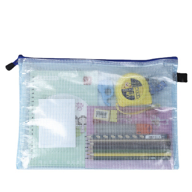 Wholesale Transparent Mesh A4 File Bag Zippered Thickeneded Pvc Waterproof Pencil Bag A5 Information Test Paper Bag Storage Bag