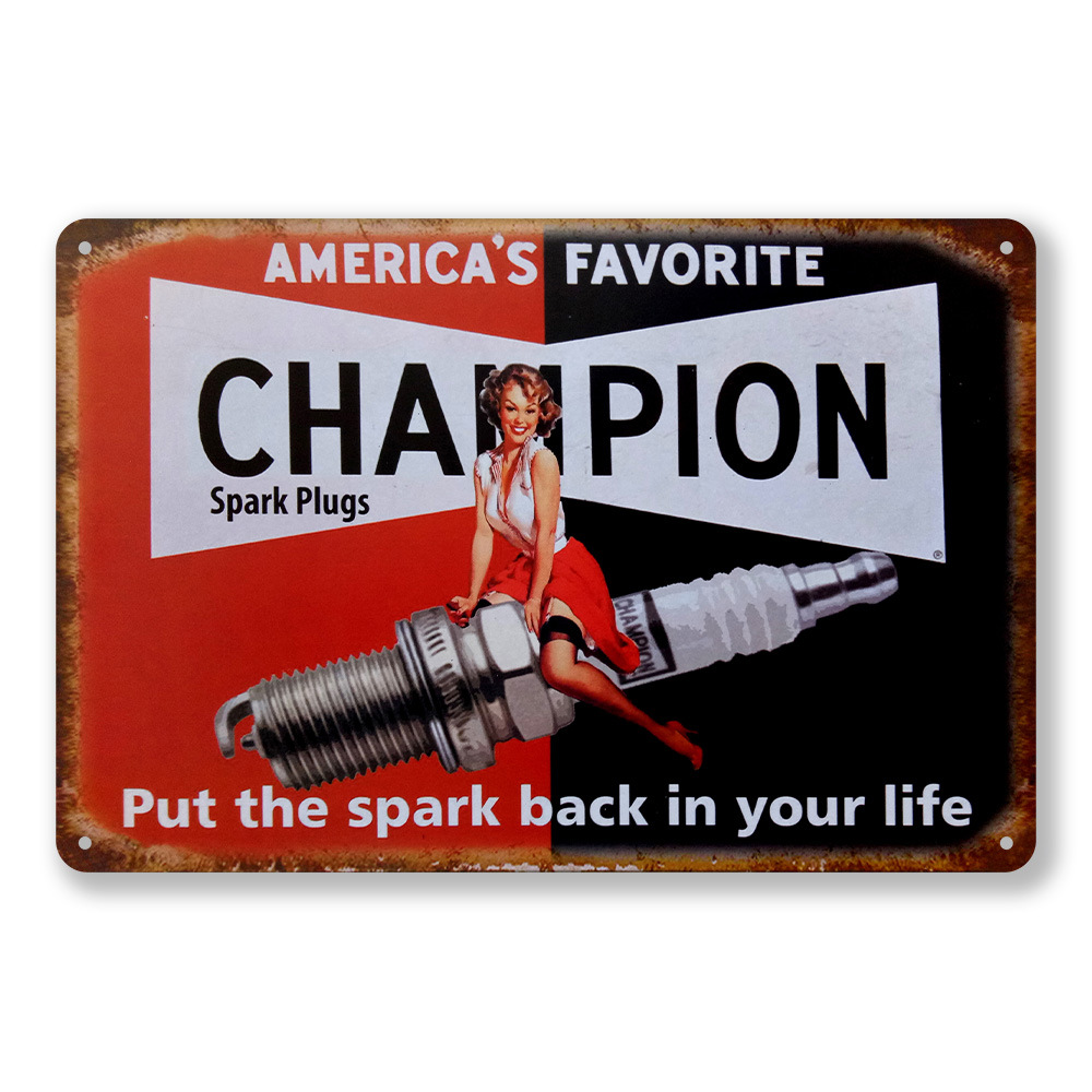 Cross-border retro tin painting Amazon AliExpress supply bar KTV wall decoration painting car Oil logo