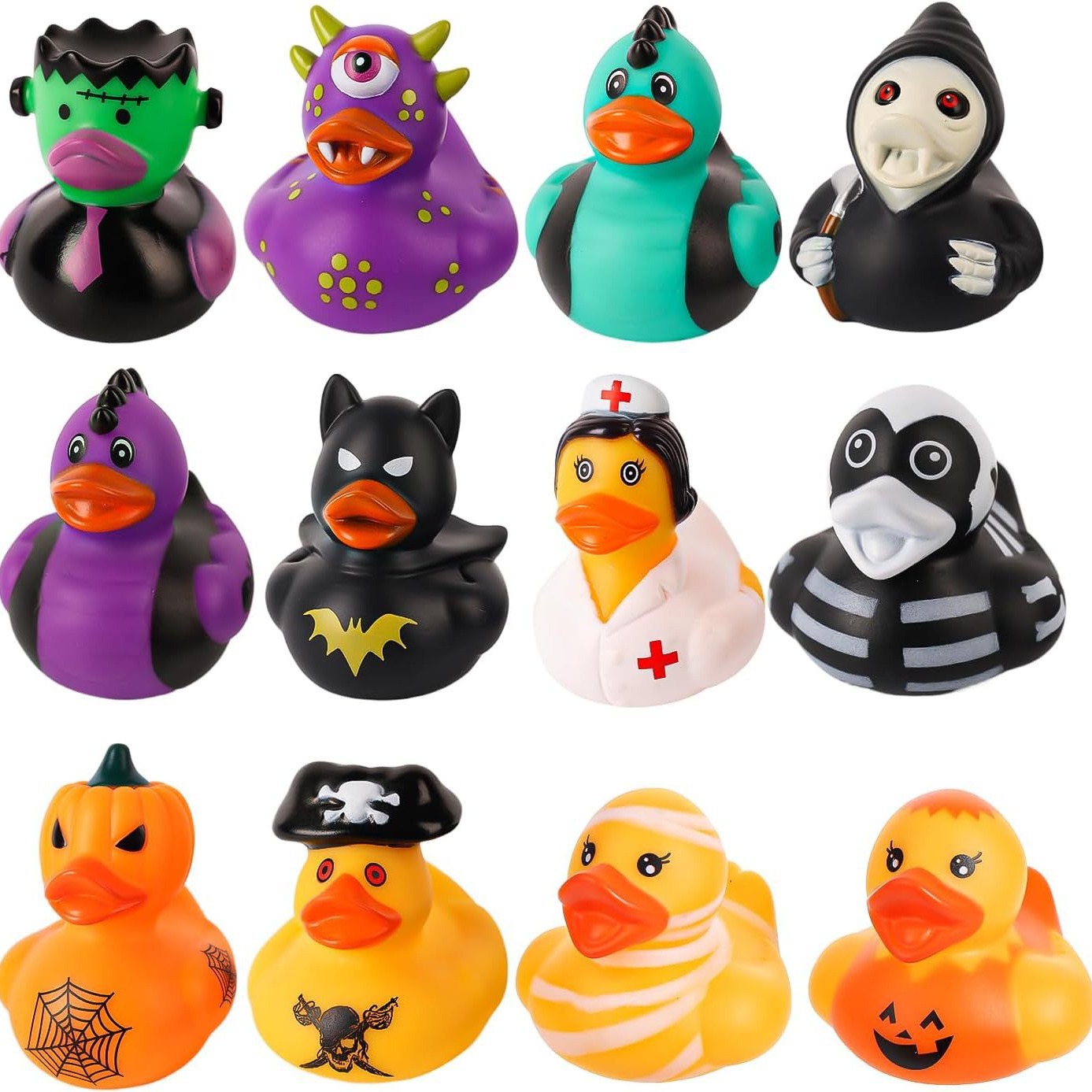 Cross-Border Hot New Product Enamel 6cm Halloween Duck Party Gift Squeaking Water Toy Little Yellow Duck