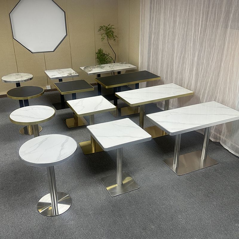 Commercial Slate Dining Table Canteen Breakfast Hall Fast Food Restaurant Barbecue Milk Tea Snack Bar Negotiation Small Round Square Long Table and Chairs