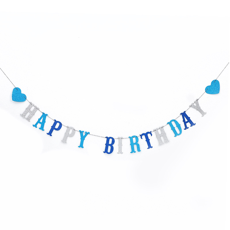 Happy birthday banner party decoration glitter paper English letters pull flag cross-border supply customizable gilding pull flag