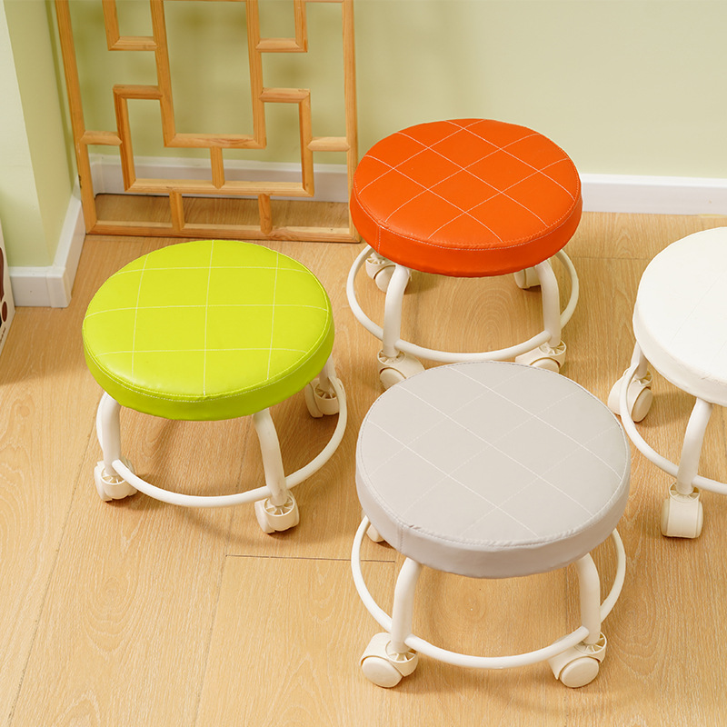 Universal Wheel Low Stool Mobile Small Stool Comfortable Roller Wheel Household Simple Small Chair pedicure Bench Round Stool