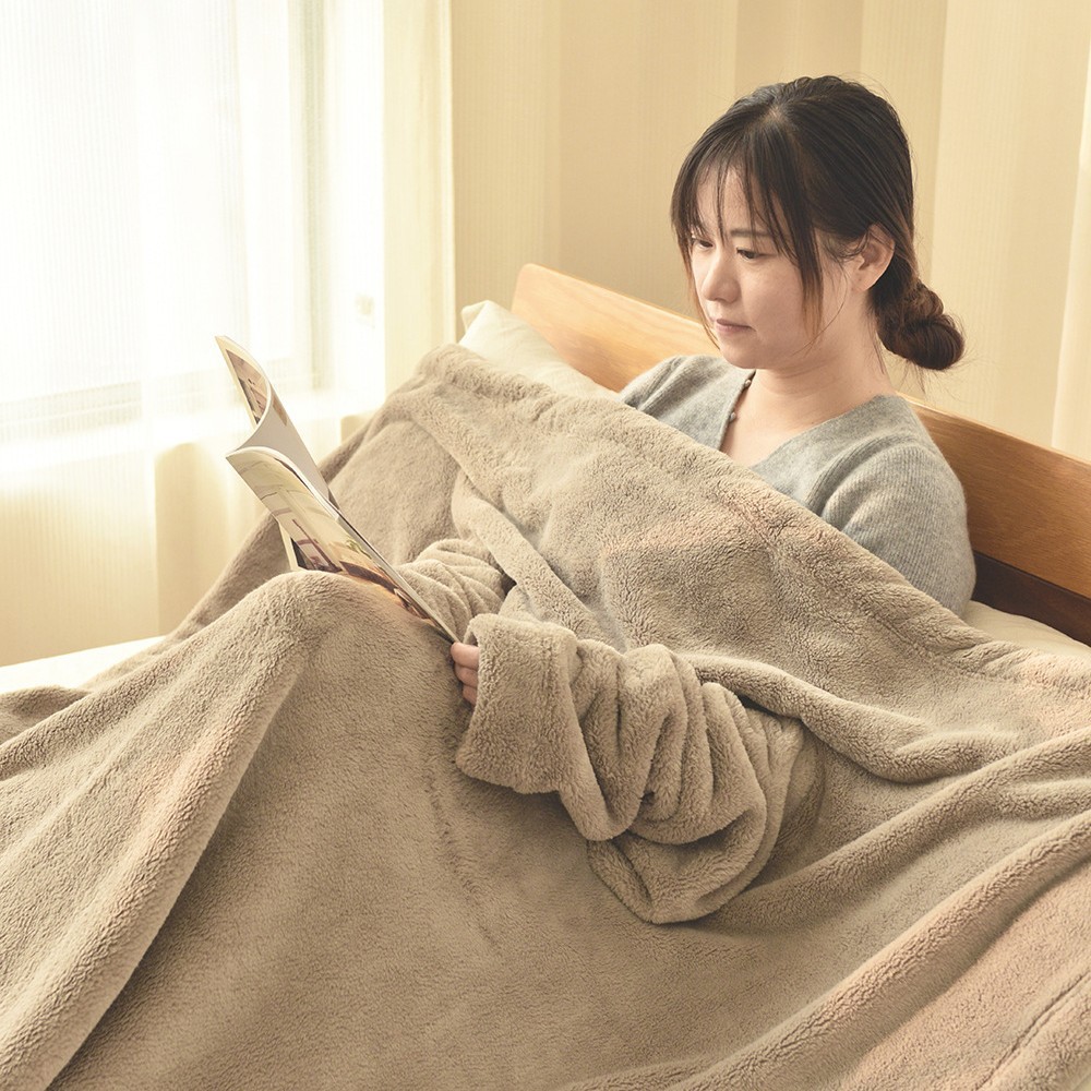 Japanese Style Unprinted Warm Soft Blanket Microfiber Sleeve Blanket Sofa Fleece Blanket Free-movement Sleeve Blanket Lunch Break Blanket
