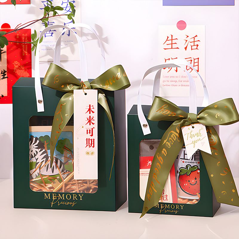 New Transparent Window Opening Accompanying Gift Packaging Bag Gift Bag Birthday Gift Bag Advanced Sense Gift suit