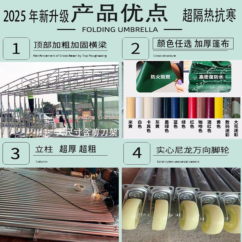 Outdoor Sliding Mobile Canopy Large Warehouse Sunshade Tent Outdoor Rainproof and Sunproof Mobile Awning Factory Home