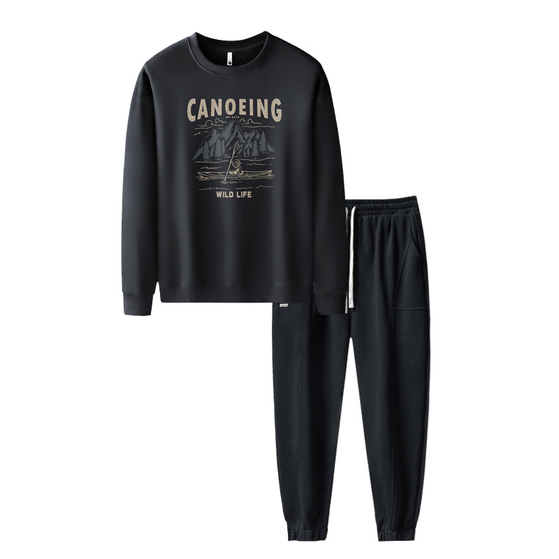 74053-rowing forest G619-Black-854 bathroom-Black-pure-720 pants set extra large trendy casual