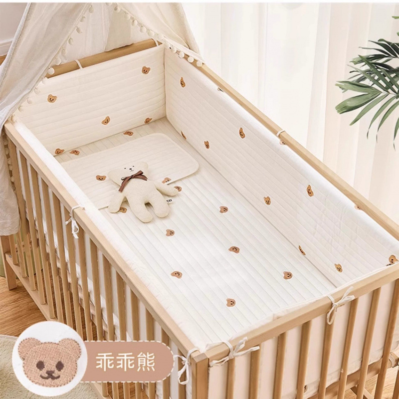 Pure Cotton Quilted Crib Bed Surround Kidsren's Spliced ​​Bed Newborn Baby Anti-Collision Buffer Removable and Washable Bed Barrier Soft Bag