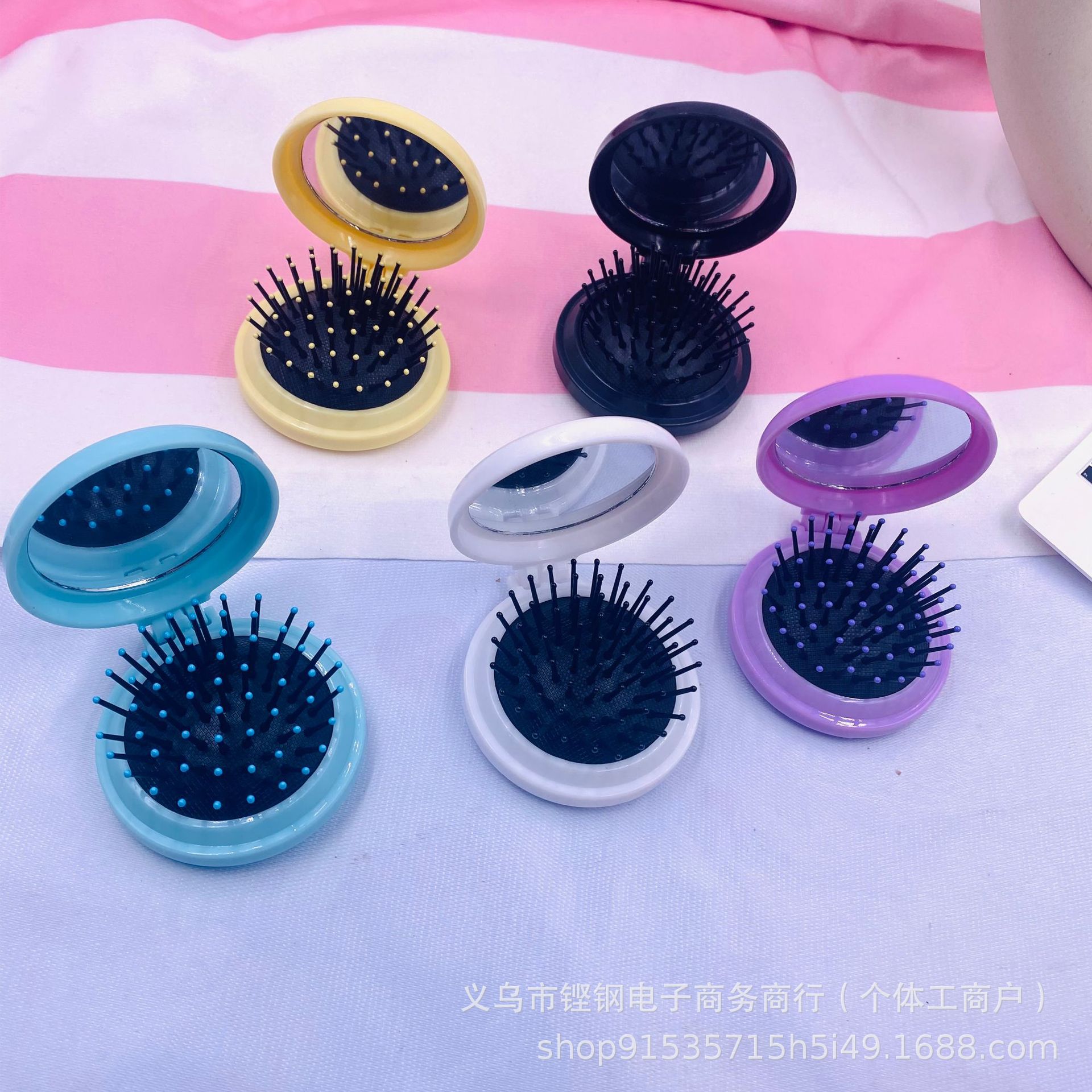 Nordic Style Solid Color Portable Air Bag Comb Hairdressing Mirror Comb Plastic Air Cushion Massage Comb Travel Folding Comb Massage Comb