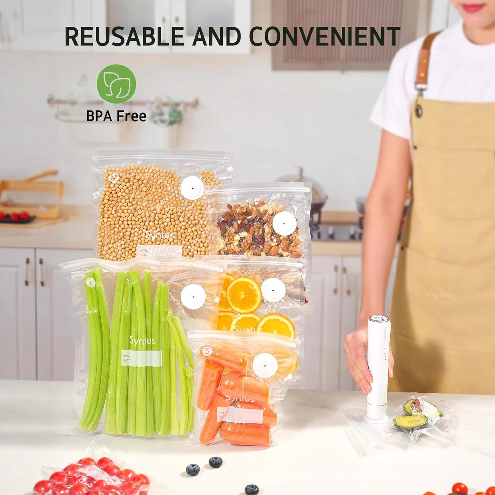 Source Manufacturer Food Grade Thickeneded Cooked Food Sealed Fresh-Keeping Vacuum Bag Home Commercial Seafood Frozen White Plastic Valve