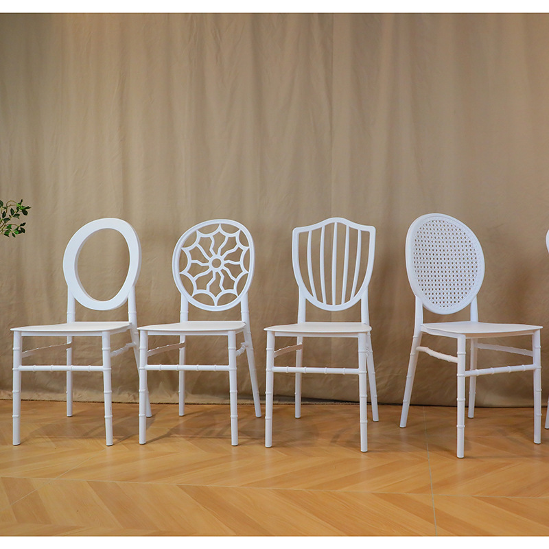 Cross-Border Pp Bamboo Chair Plastic Chair Outdoor Banquet Event Wedding Chair Thickened Dining Chair Backrest Stackable Chair